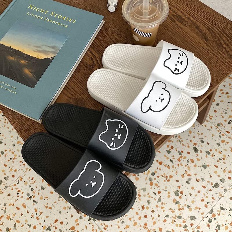 Vista 5 de Lindas pantuflas de almohada para mujer, diseño de dibujos animados, antideslizantes, suaves, con puntera abierta, sandalias estéticas para casa