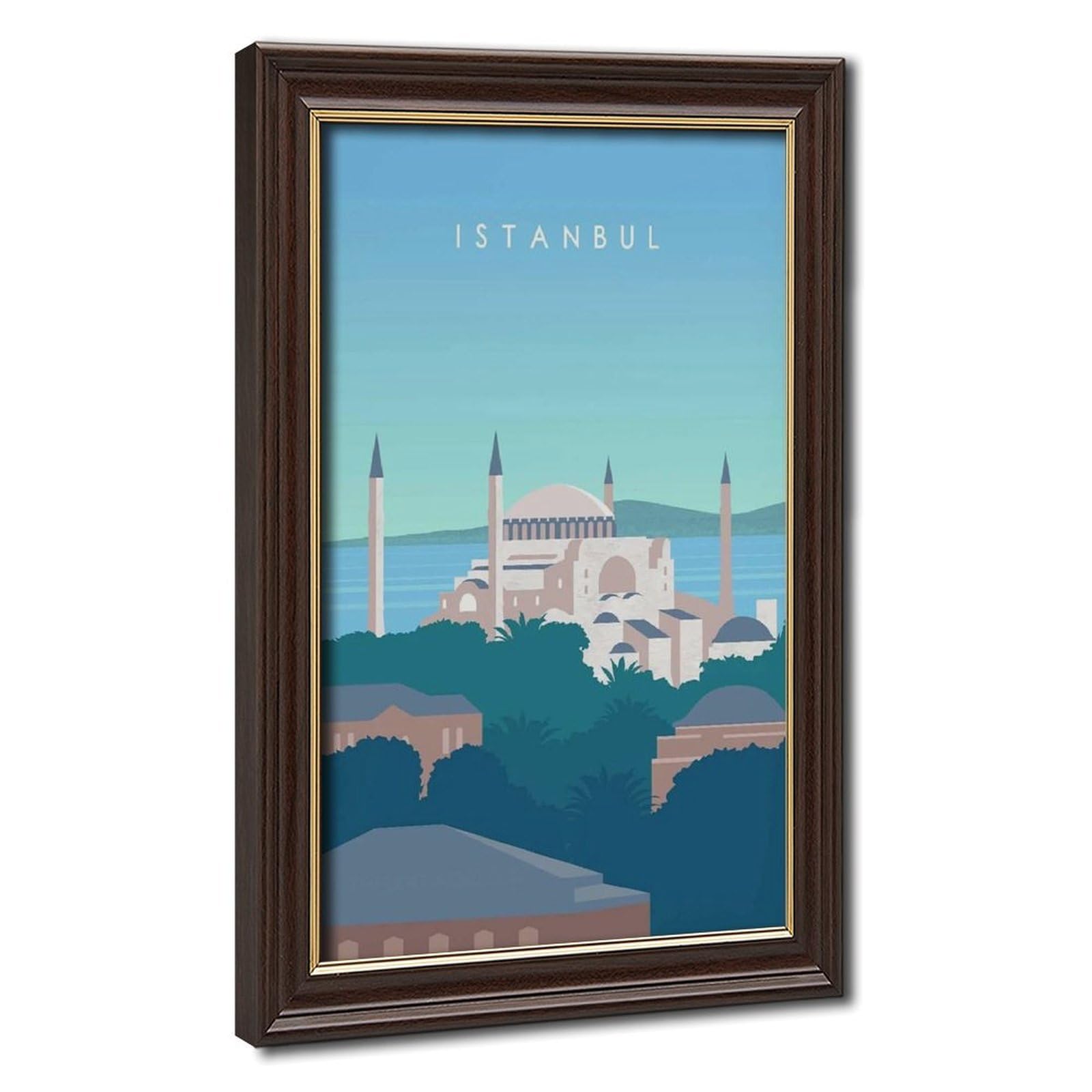 Bareronor Mokume Gane Frame-Style Istanbul Canvas Poster For Office Decor Gift