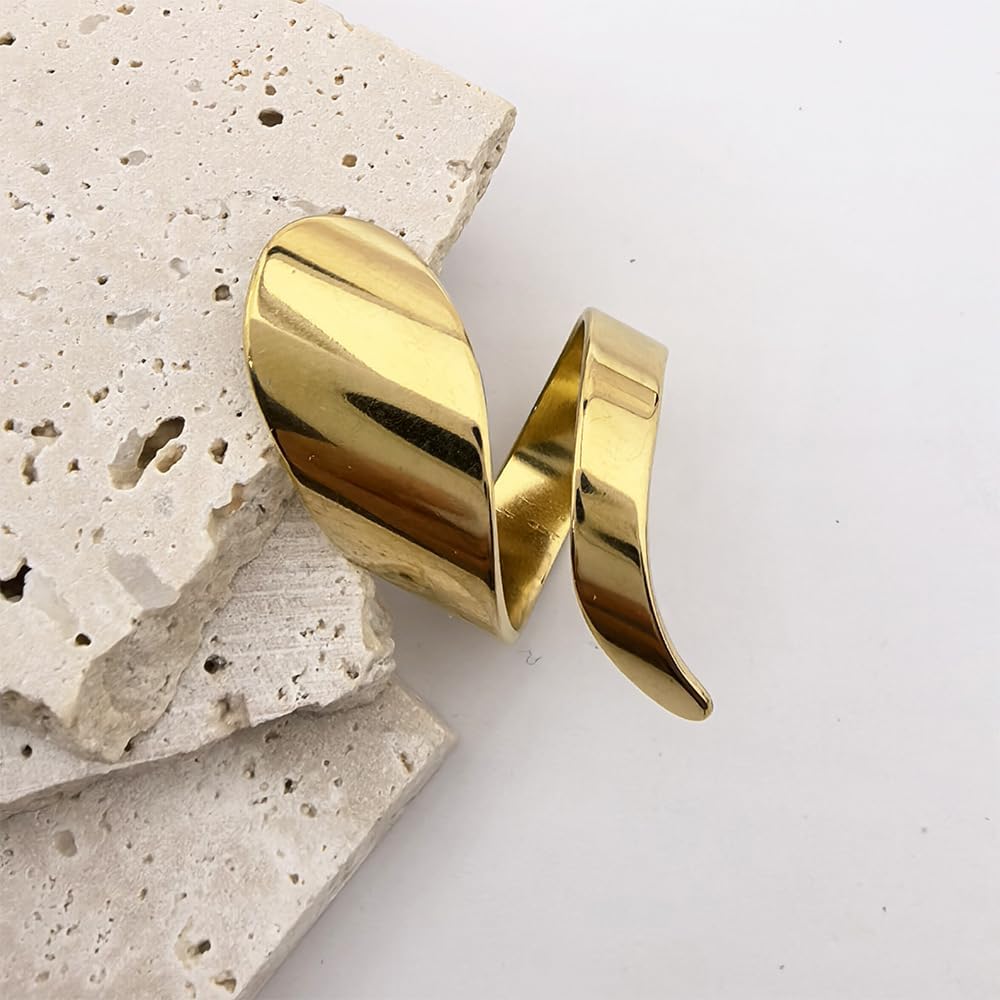 Chunky Gold Teardrop Open Knuckle Ring for Women,Exaggerated Geometric Aesthetic Statement Finger Ring,Trendy Party Banquet Jewelry Accessories Gifts - Image 4