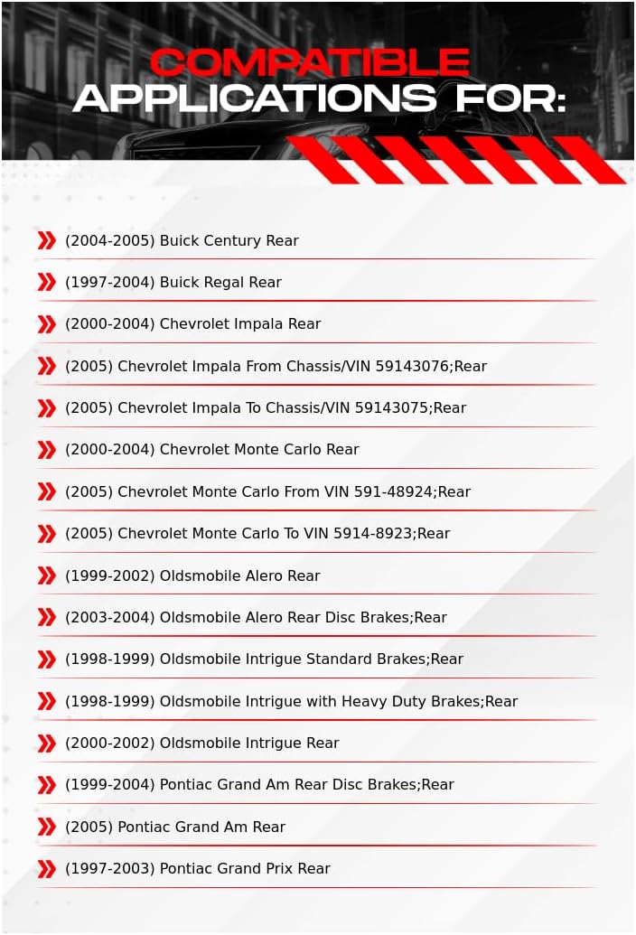 R1 Concepts Rear Brake Kit For 2004-2005 Buick Century, 1997-2004 Buick Regal, 2000-2005 Chevrolet Impala, Monte Carlo| Blank Brake Rotors| Ceramic Brake Pads and Rotors Kit| Hardware included