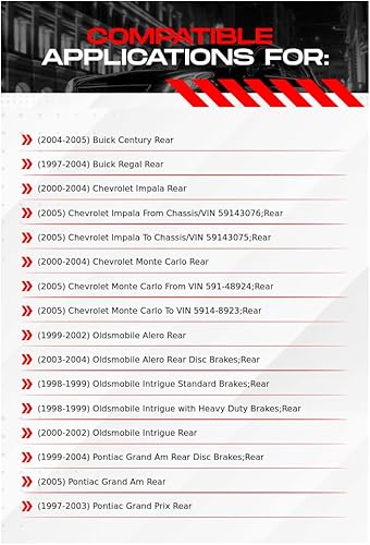 Miniatura 2 de R1 Concepts Frenos traseros y rotores | Hardware incluido | Kit de pastillas de freno y rotores traseros óptimos OEp | Compatible con Buick Century