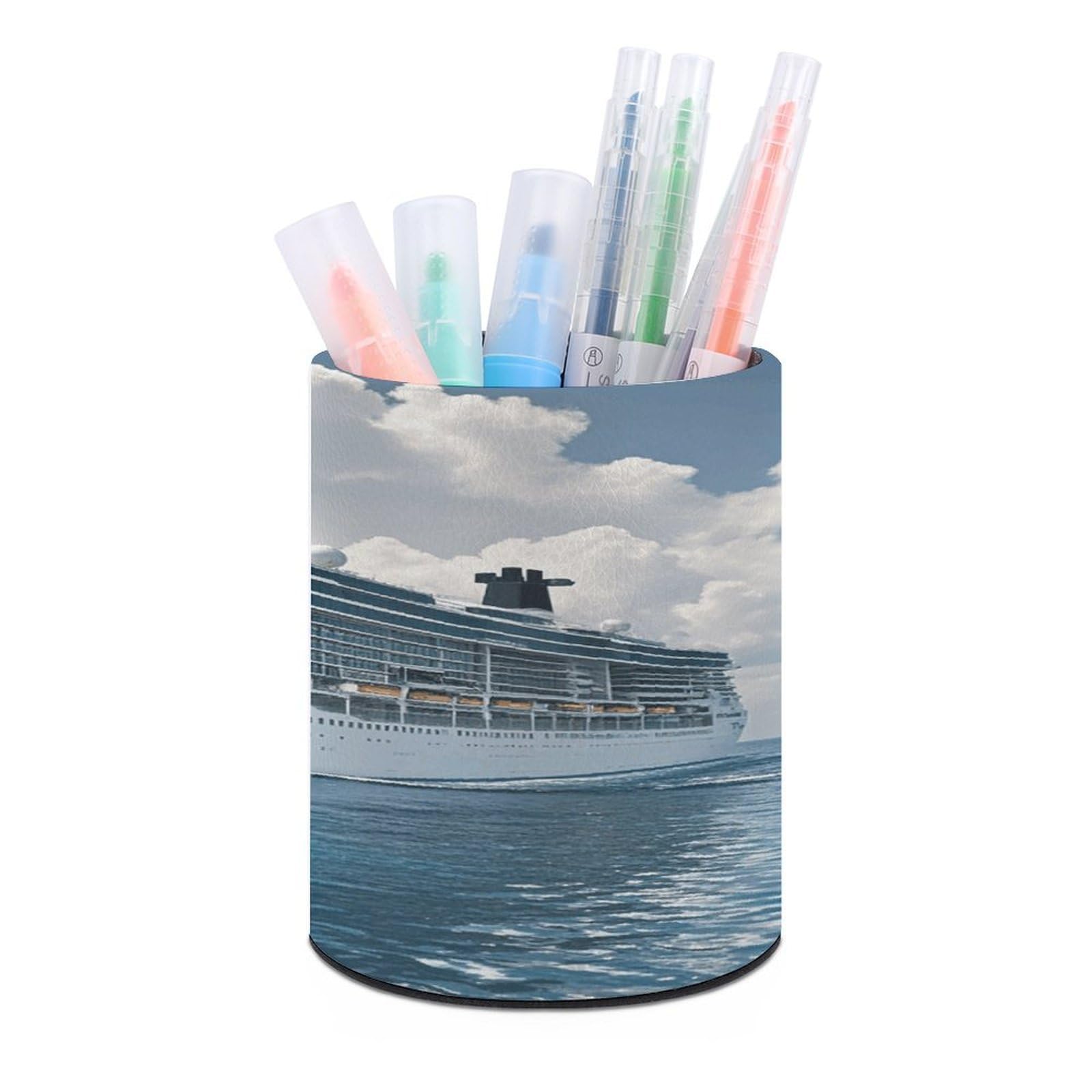 VstaDank Cruise Ships Pen Holder for Desk Makeup Brush Holders Stylish Pen Cup Cute Pencil Cup Round Pencil Holder Decor Brush Scissor Holders for Multifunctional Office Supplies