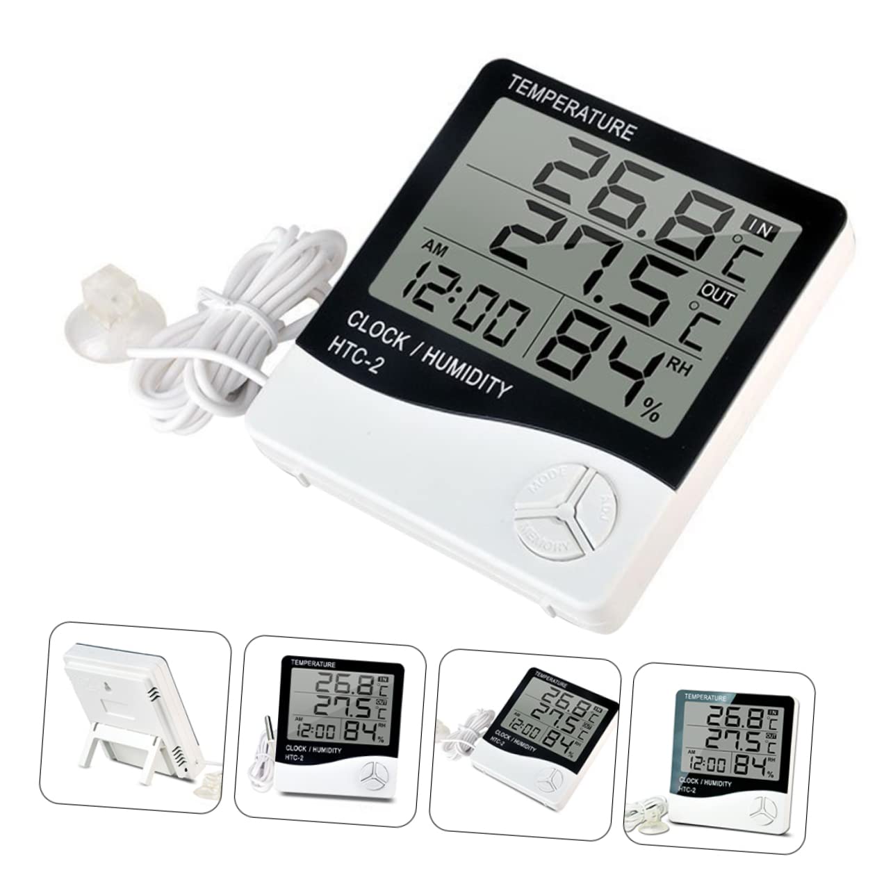 DOITOOL 2piezas Digital Lcd Para Acuario Sonda Medidor De Temperatura y Humedad Para Peceras y Refrigeradores Pantalla y Fácil Lectura Sin Batería Para Hogar