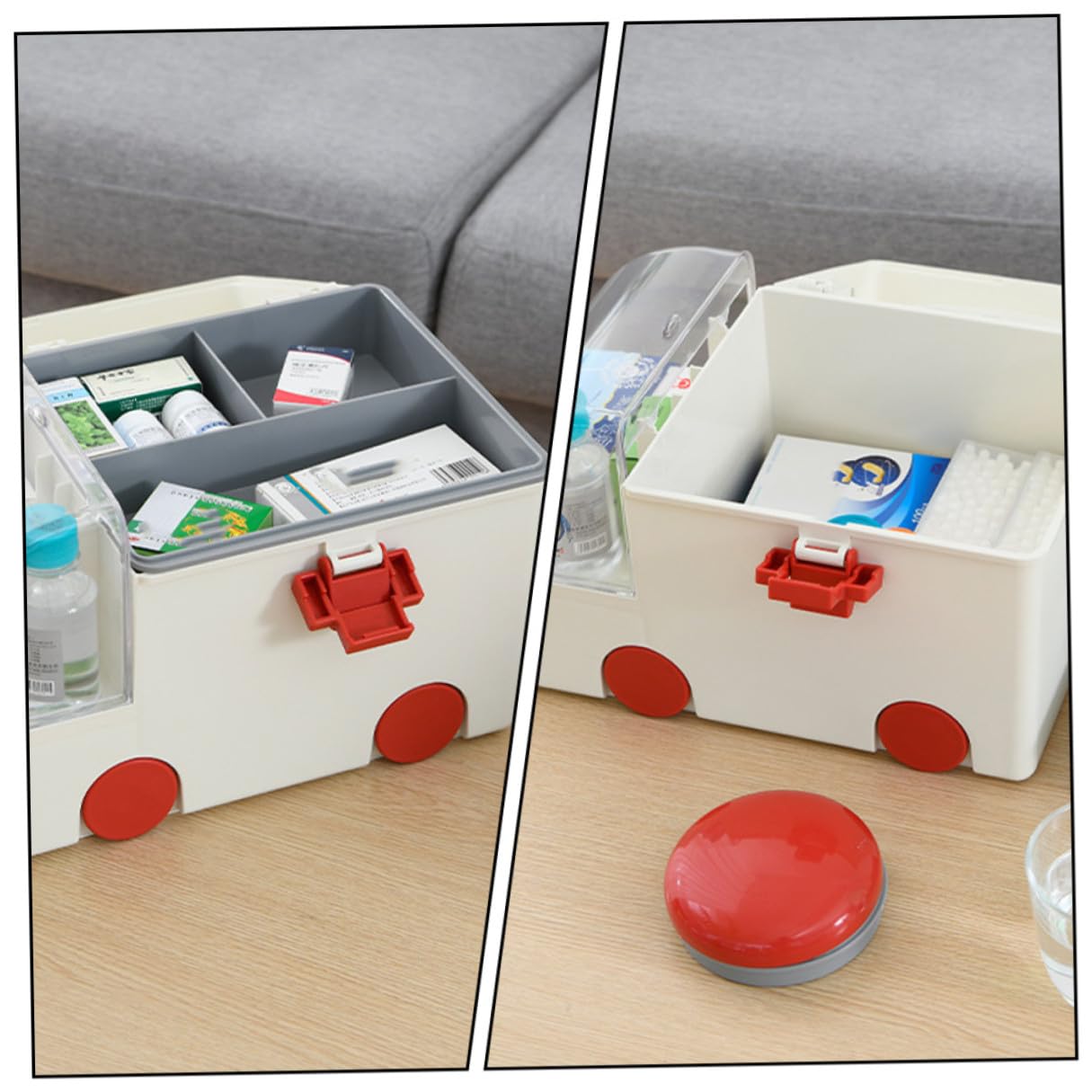 Homoyoyo Caja Organizadora de Medicamentos de Gran Capacidad Resistente de Plástico y As con Asa Ergonómica para Uso Doméstico y Viajes Almacenamiento Seguro para Botiquín y Suministros