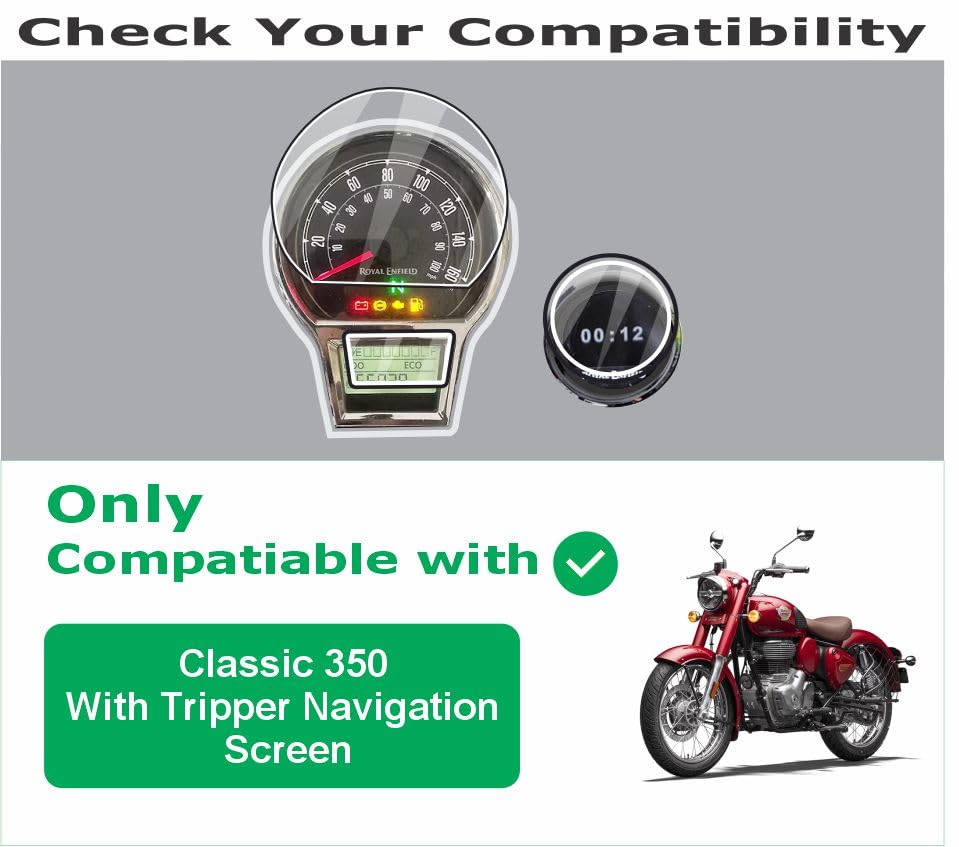 Image of OHAYO 9H Hard Screen Protector for Royal Enfield Classic 350 (2025+) with Tripper Navigation Display | 4 Inch Instrument Cluster Protection Film | Scratch Resistant, Military Strength, HD Clear, Anti Fingerprint | Not Tempered Glass
