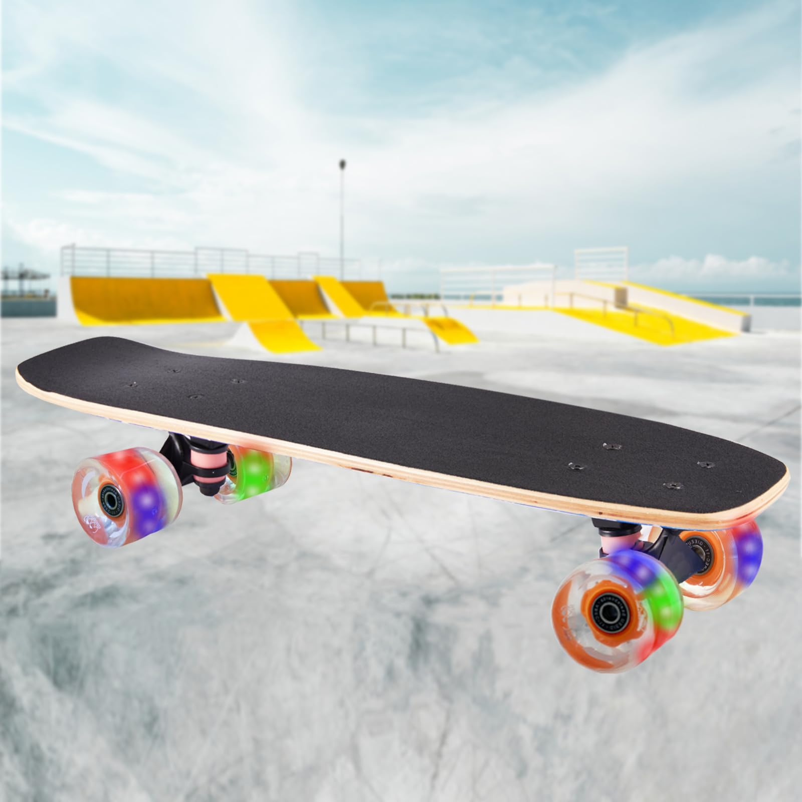 Roues de Skateboard 60mm Lumineuses 80A pour Longboard et Rue - Transparent, Lot de 4 (wh-Orange-T)