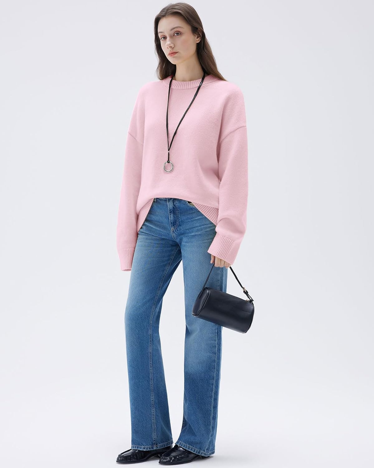 SUUKSESS Women Cashmere Blend Oversized Crew Neck Long Sleeve Pullover Sweaters - Image 5