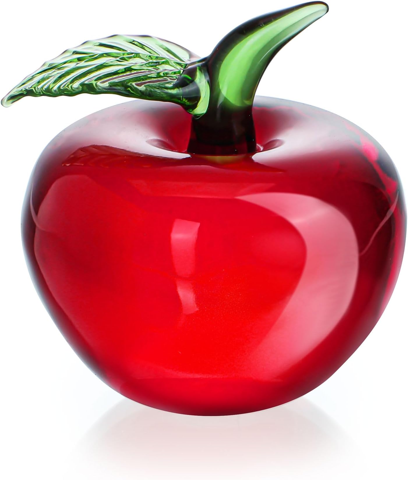 2inch Hand Blown Glass Red Apple Figurine Crystal Fruits Collectibles Apples Art Ornament Decoration for Home Office Kitchen for Women