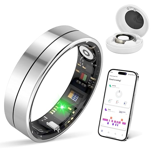 KppeX Smart Health Ring X1 Kit-Sleep Tracking Wearable - Heart Rate - Fitness Tracker - Up to 5 Days of Battery Life-IP68 Waterproof-No Subscription Fee for iOS and Android-11# Steel Color