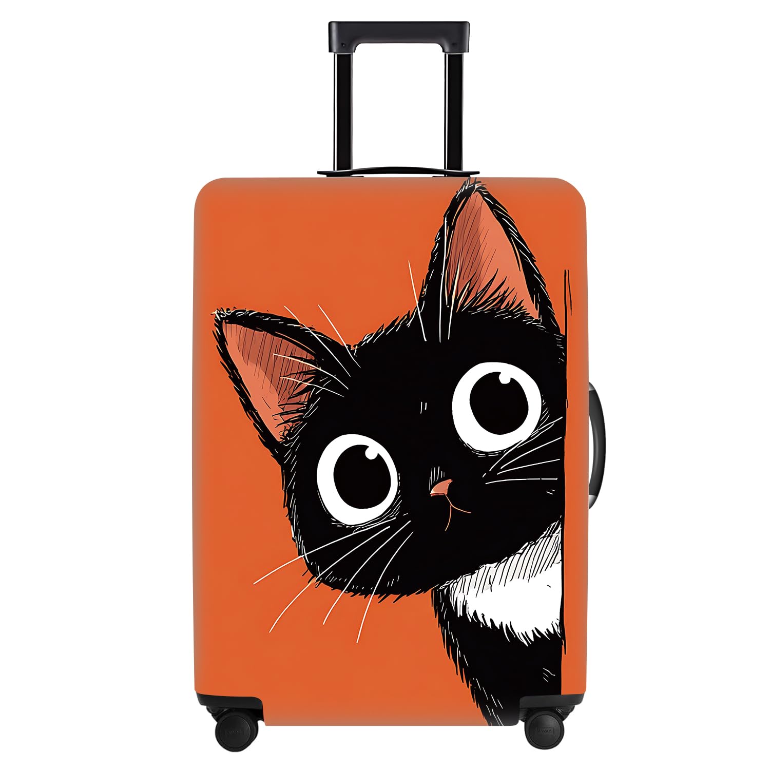 Black Cat Luggage Cover for 32-34 Inch Suitcases – Stretch Travel Suitcase Protector with Orange Background – Durable Anti-Scratch Washable Cover for Luggage,XL