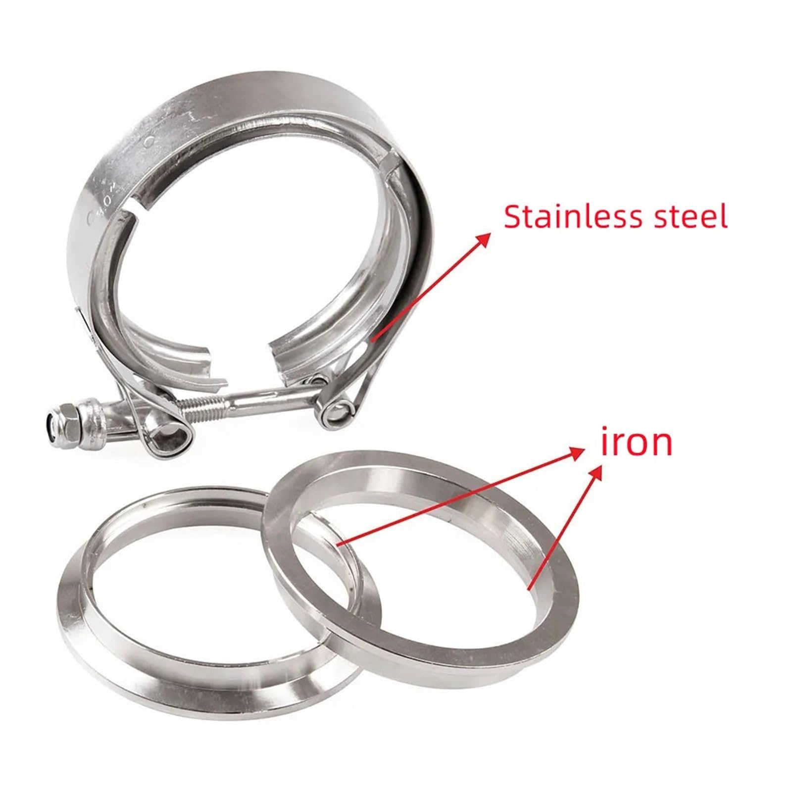 V Band Schell Universelle 2" 2,5" 3" 3, 4" Zoll Edelstahl V-Band Turbo Downpipe Auspuffschelle(2.5 inch)