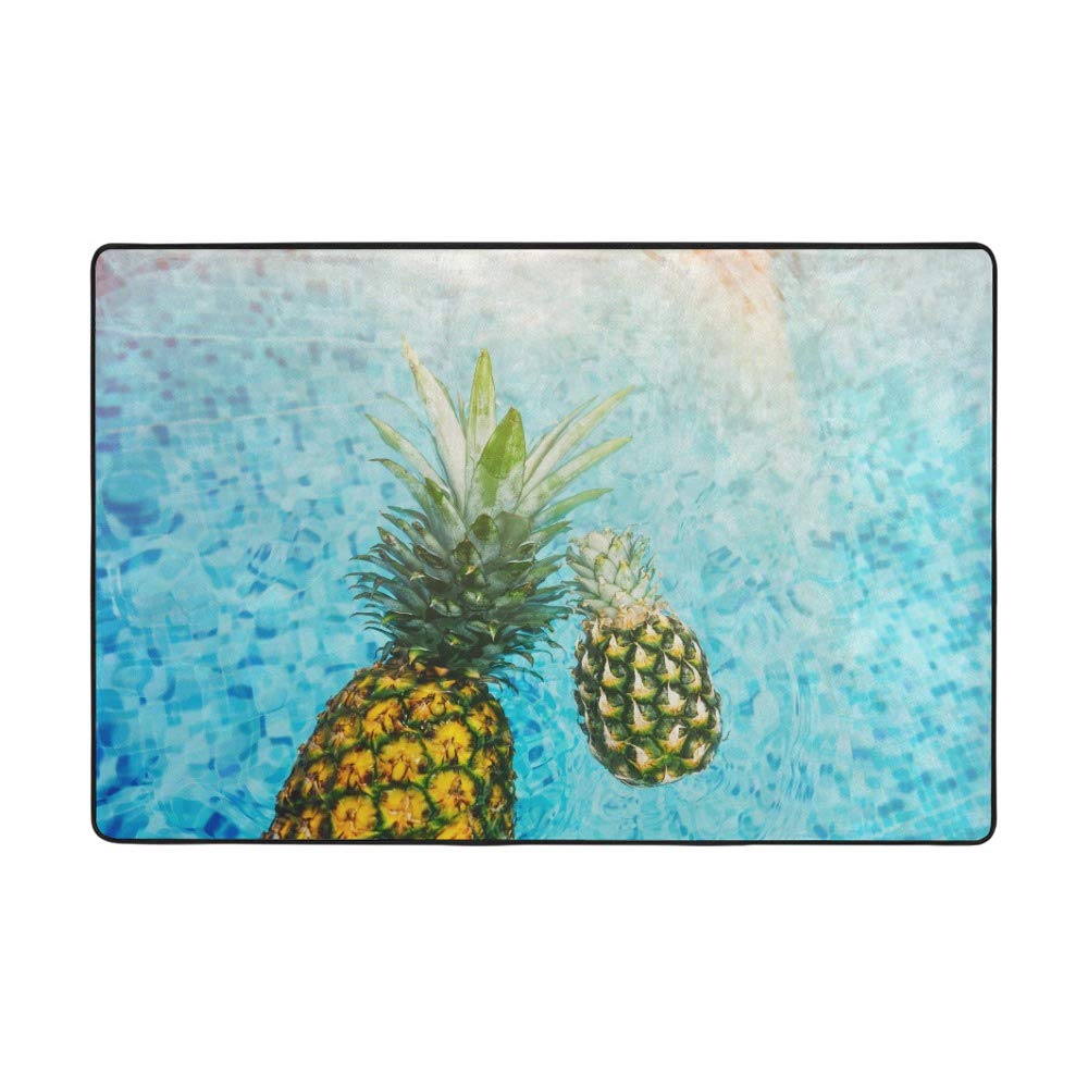Tapis grand format été ananas Ruchen salon velours corail 160x122cm