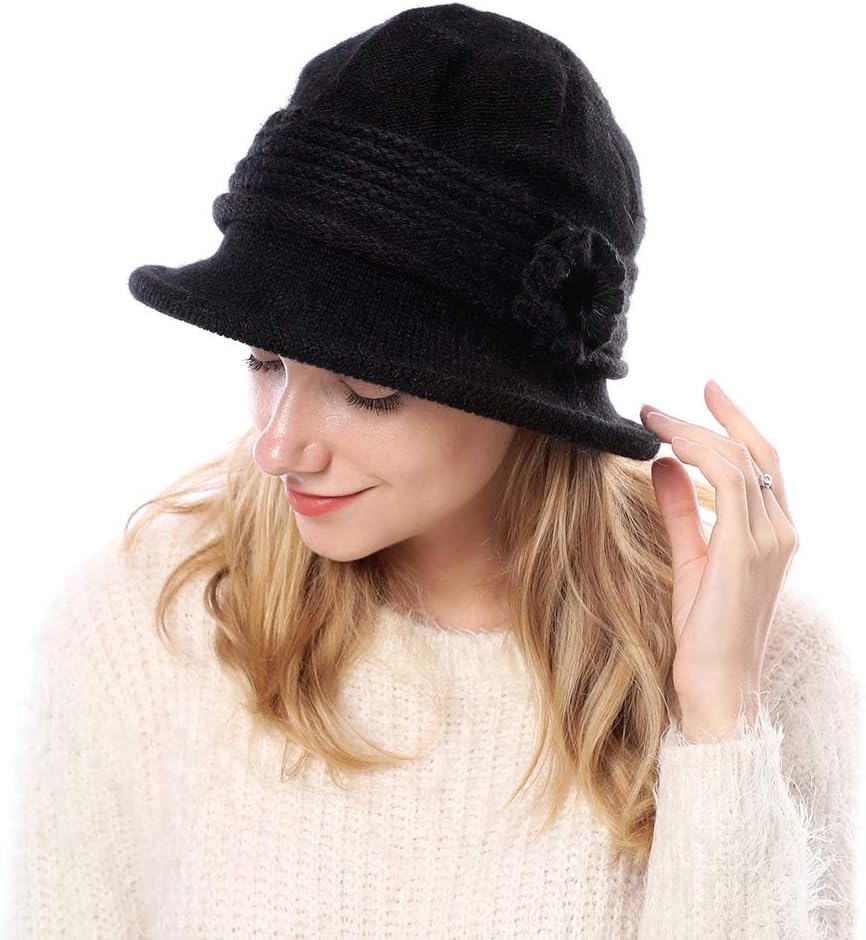 DOCILA Fashion Women Flower Cloche Caps Warm Knit Bucket Bowler Hats Vintage Wrinkled Beanie Caps - Image 3