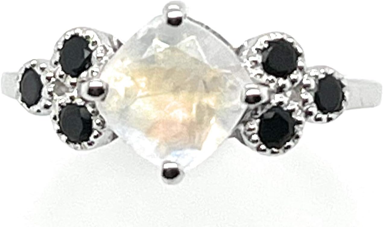 Sterling Silver Rainbow Moonstone Ring Size 6-9 by Natural Rocks by Kala - Image 8