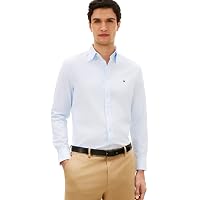 Tommy Hilfiger Uomo Camicia Flex Dobby in Cotone, Blu (Sweet Blue)