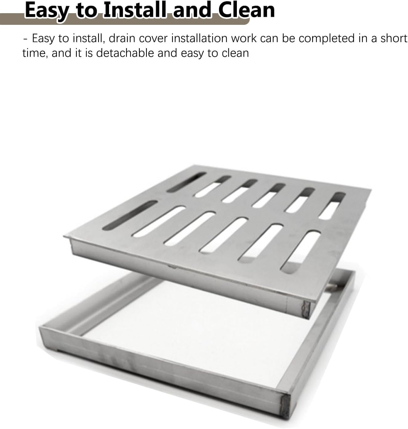 Fußgängerentwässerungsgitterrinne, Betonbordstein-Metallrillentwässerung, Hofduschentwässerung, schnelle Entwässerung, langlebiges Rillenentwässerungssystem(30x30x2cm(11 3/4 x 11 3/4 x 3/4))