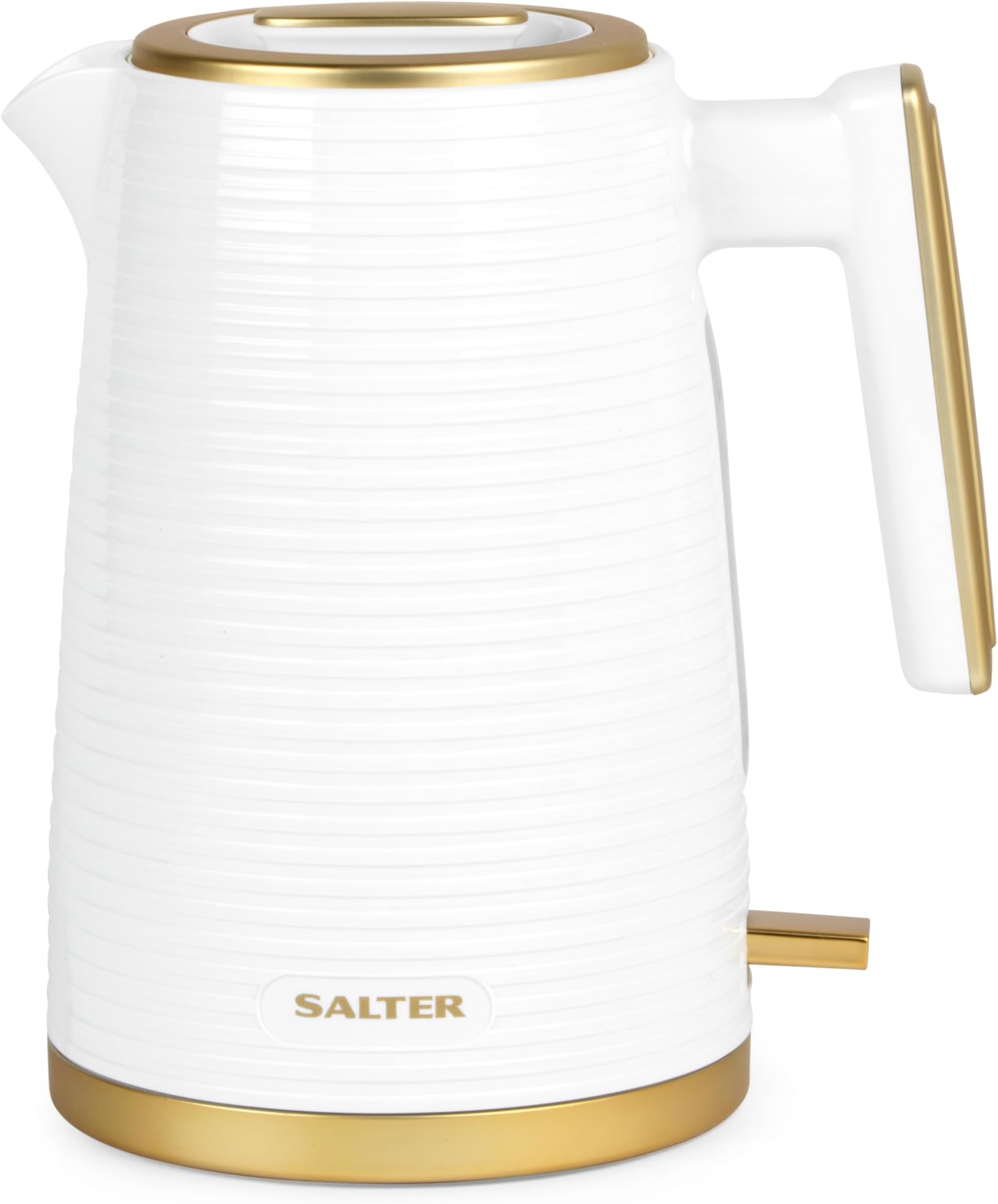 EK5031WHT Palermo Textured Kettle, Electric, Cordless, 3 KW Rapid, 360 Degrees Swivel Base, Water Indicator Window, Boil Dry Sensor, Auto Shut Off, Strix Control, 1.7 L, White and Gold