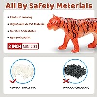 Vista 3 de ValeforToy - Figura de animales, 54 piezas de minijuguetes de la selva, diseño realista de vinilo salvaje, recuerdos de fiesta de aprendizaje