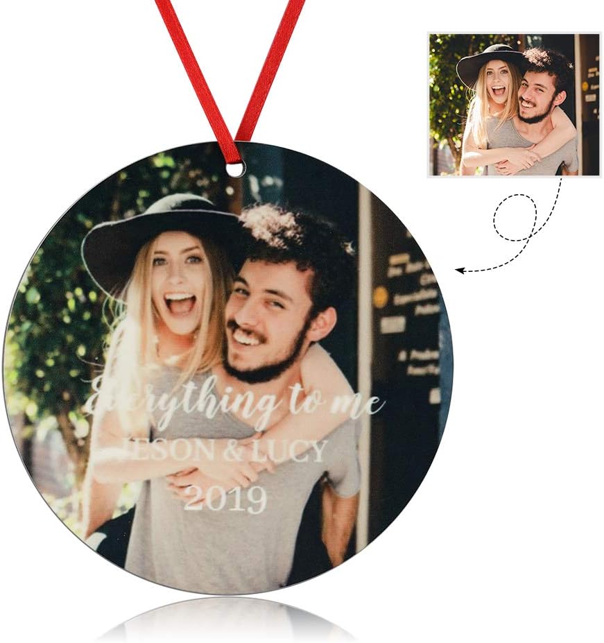 Customized Ornament, Personalized Decorative Hanging Ornaments DIY Photo Unique Decorating Kit Creative Gift Couple Family Pet Dog Cat Owner Christmas Ornament (Round) : Home & Kitchen