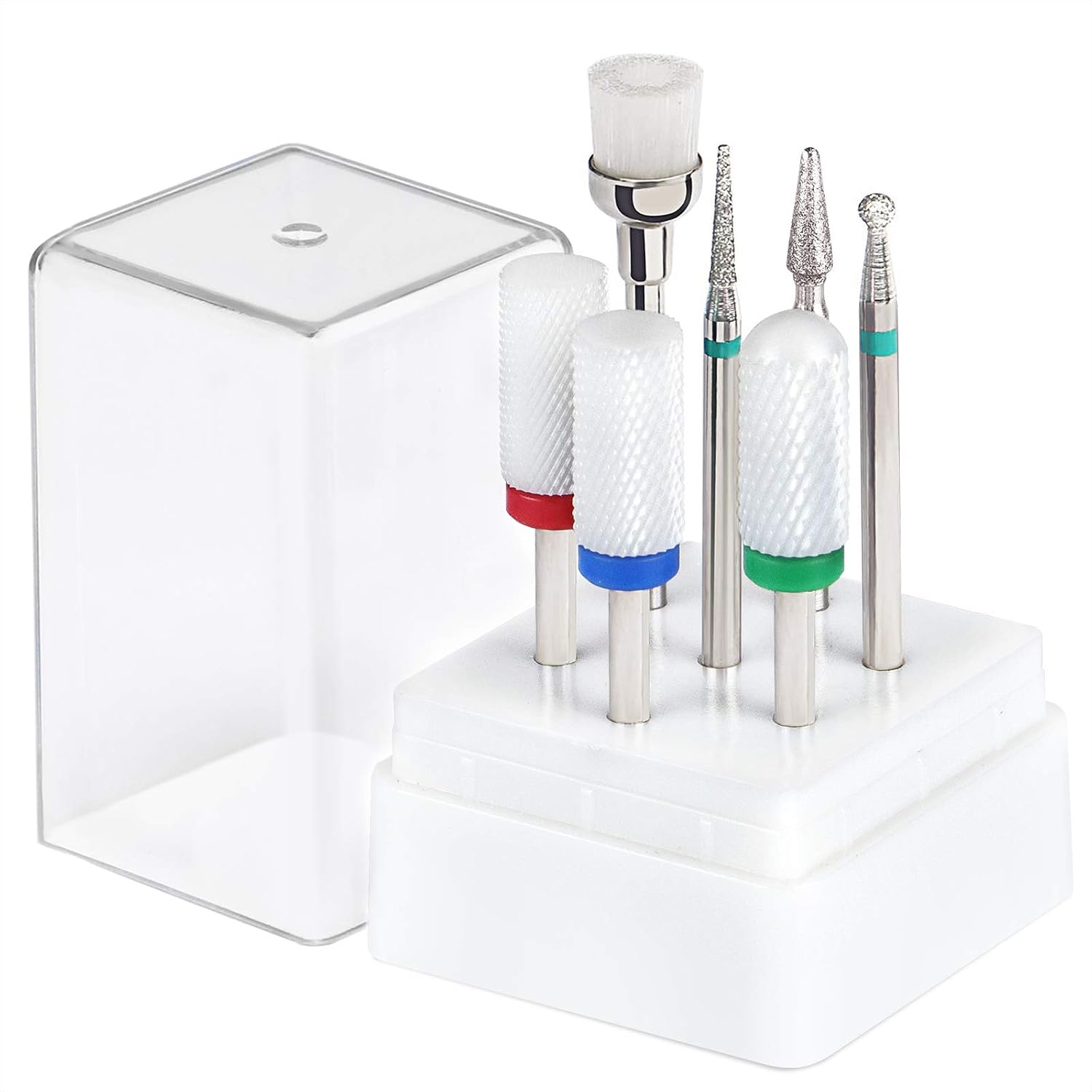 Ceramic Nail Drill Bits Diamond Carbide Cuticle Nail Drill Bits Set ECBASKET Nail File Drill Bits 7pcs 3/32 inch for Acrylic Gel Nails Cuticle Manicure Pedicure