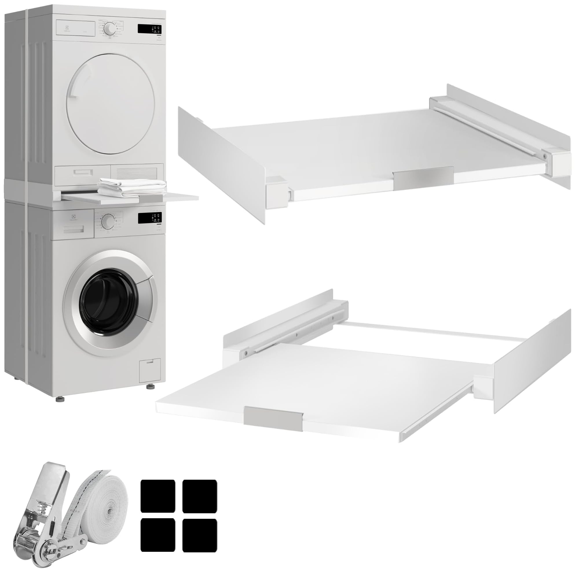 Hd-Line Universeller Zwischenbaurahmen - Für Waschmaschinen und Trockner, mit herausziehbarem Fach, vibrationsdämpfend und kippfest Größe (60x54x10 cm, bis 15 kg)