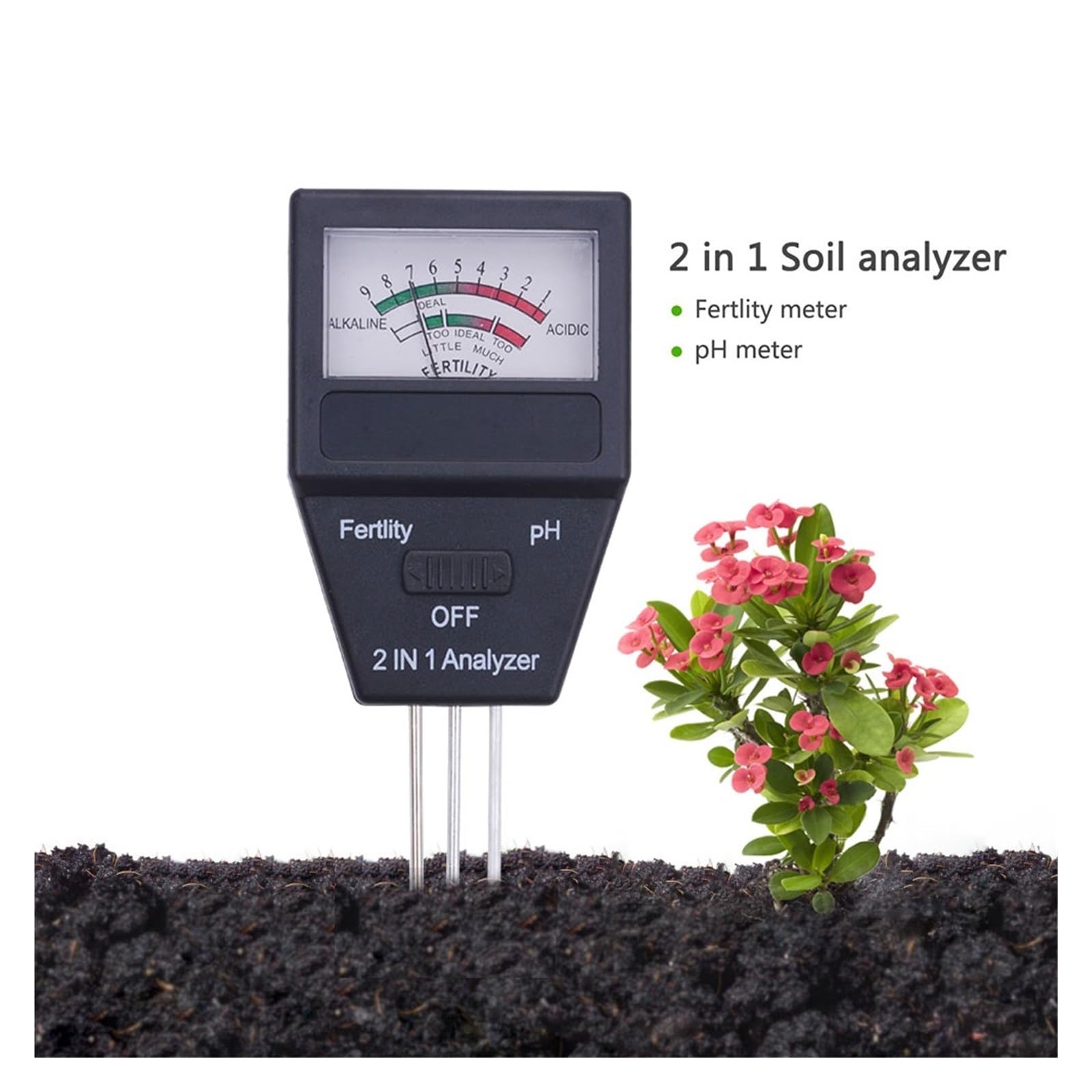 Medidor De Humedad Medidor De Suelo 2 En 1, Probador De PH Fértil For Plantas, Sensor De Humedad Del Suelo Portátil For El Hogar, Jardín, Huerto De Tierras Agrícolas(5 Pcs)