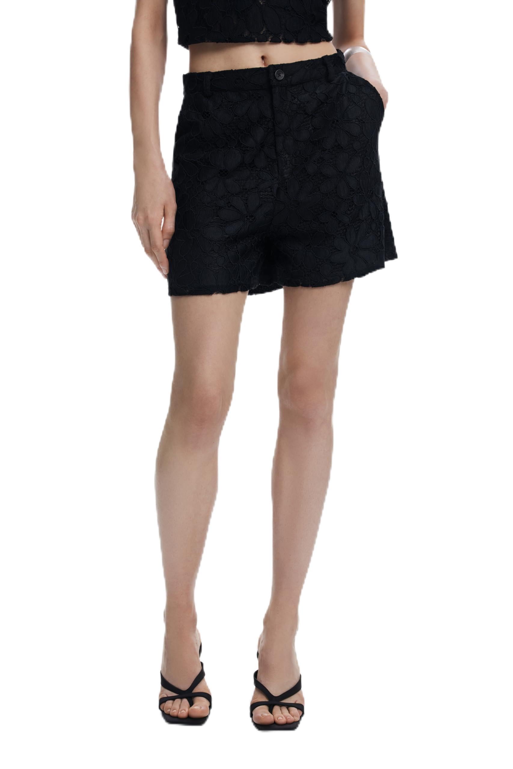Desigual Damen 25SWPW34 Jeans, Black, 42