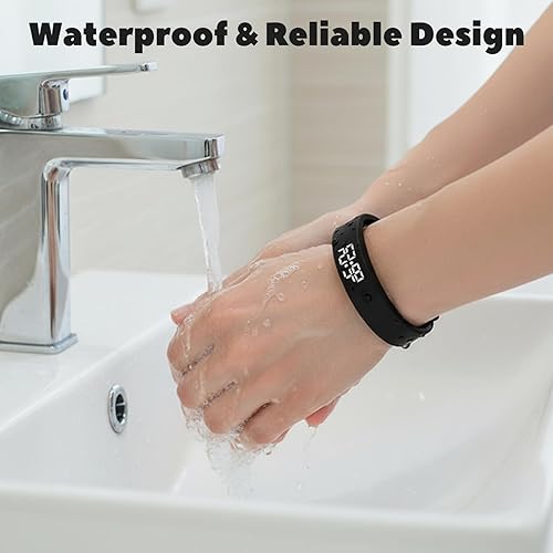 Miniatura 6 de Pulsera de alarma vibratoria con seguimiento de fitness, alarma de vibración silenciosa y diseño impermeable para durmientes pesados, estudiantes,