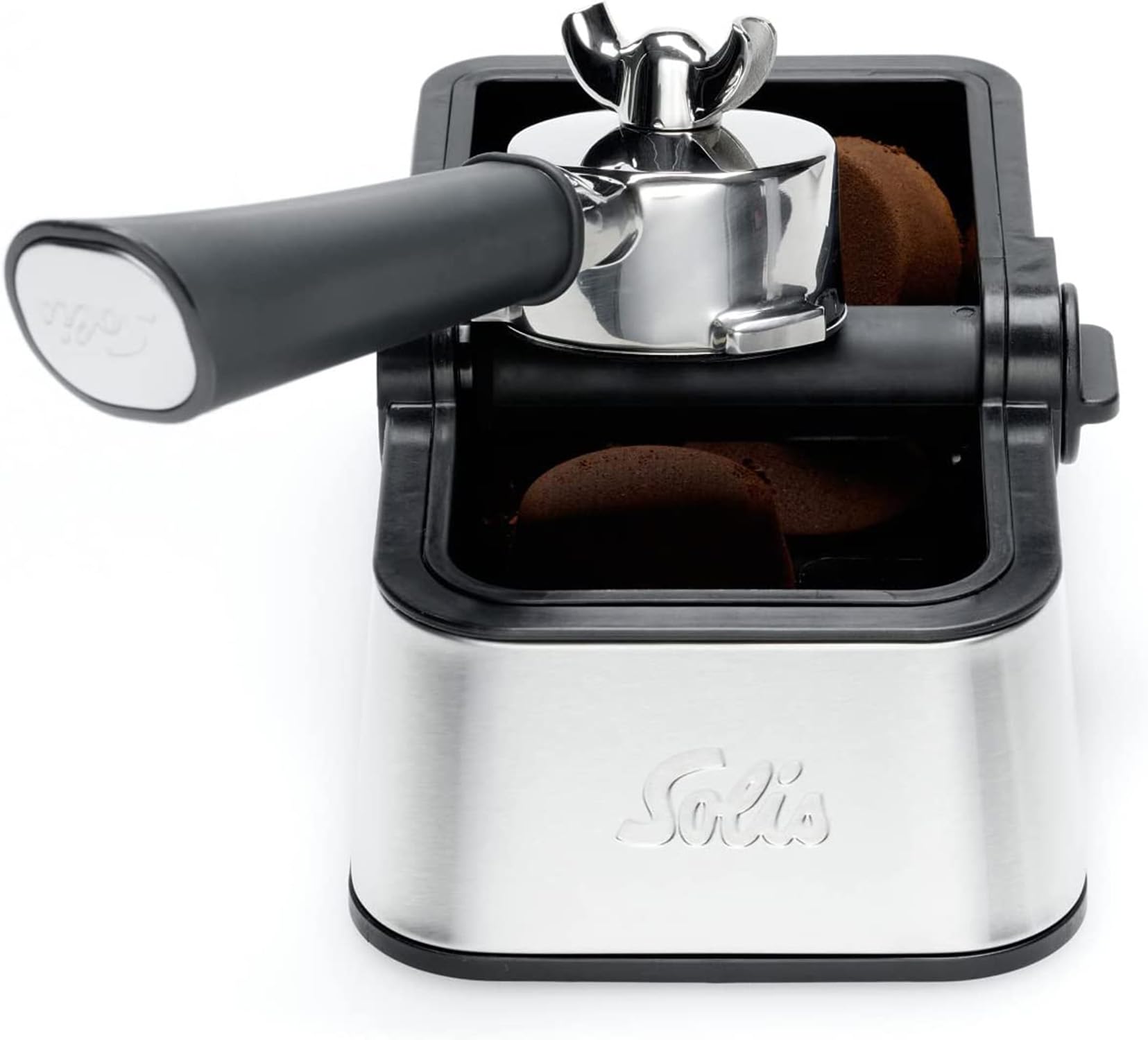 Solis Perfetta Knock Box, 700ml Kapazität, Abklopfbehälter für Siebträger | Stoßdämpfende Schlagstange, Anti-Rutsch-Füße, Spülmaschinenfester Einsatz, Leichtes Siebträger Zubehör