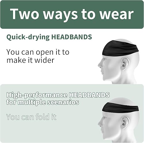 Miniatura 5 de 6 Pack Mens Running Headband, Sweatband Sports Headband for Running,Cycling,Football,Yoga,Fitness Workout Stretchy Unisex Hairband, 6 Colors