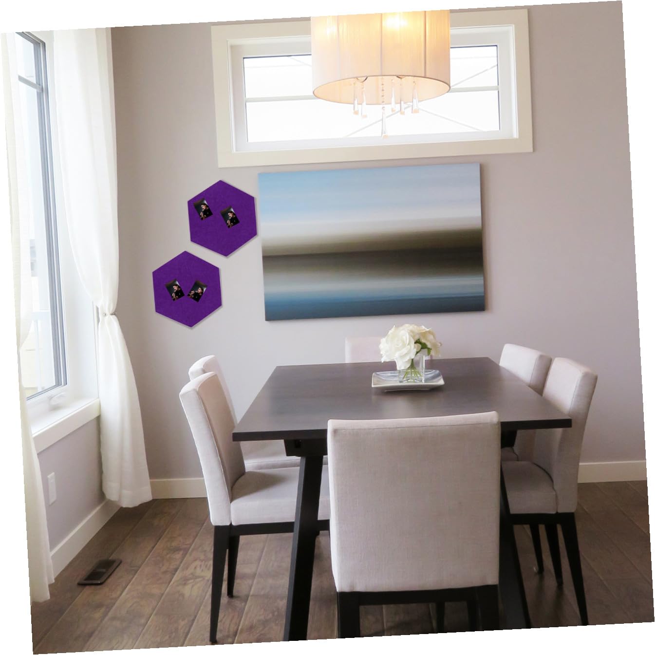 Filz Pinnwand Sechseckig 10 Stück Violett für Fotos und Schlüssel | Wanddeko für Zuhause, Modernes Schlichtes Design, Geeignet als Notizwand im Wohnzimmer