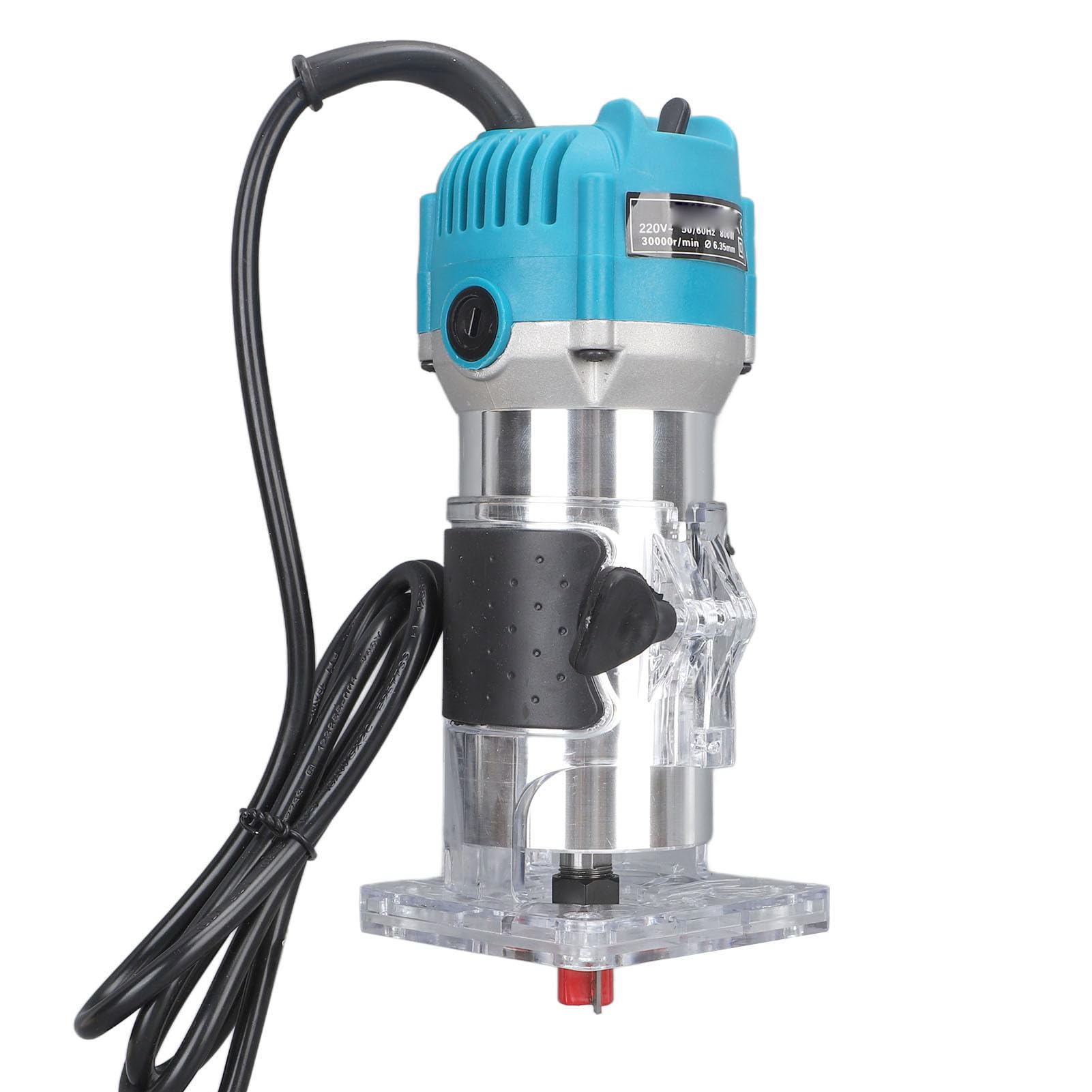 Fresadora eléctrica compacta de 800 W, motor de 6,5 amperios para carpintería precisa, amplia gama de accesorios, fresadora de madera con riel guía lineal (enchufe de la UE)