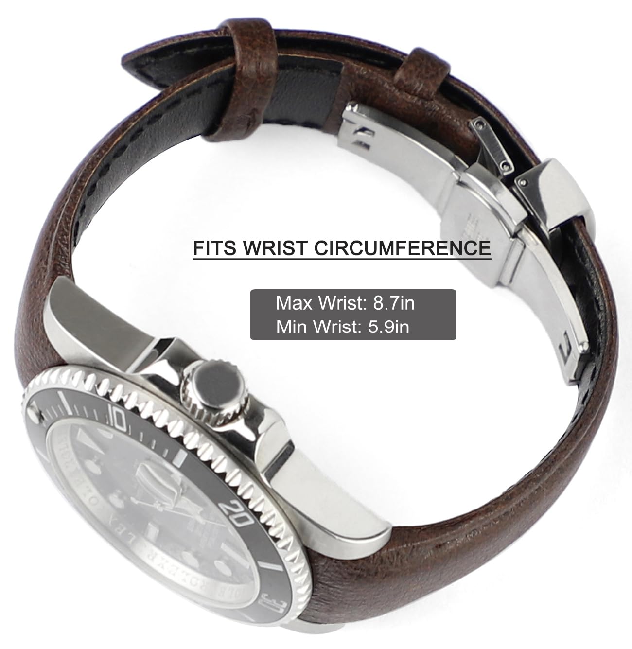 Correa de reloj de cuero retro de 20 mm con extremo curvado para Rolex Submariner de 40 mm, Daytona 40 mm, GMT-Master 40 mm, Yacht-Master 40 mm, Explorer I Vegetable Watch Strap de