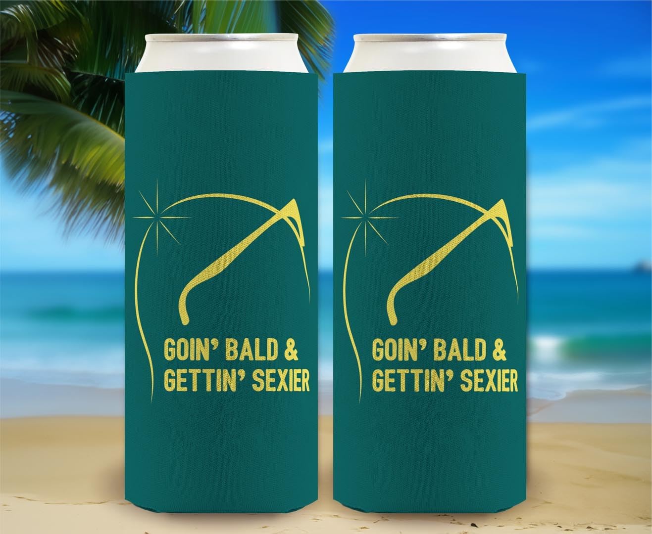 Funny Dad Gifts For Men Goin' Bald & Gettin' Sexier 12-Pack Ultra Slim Can Thermocoolers