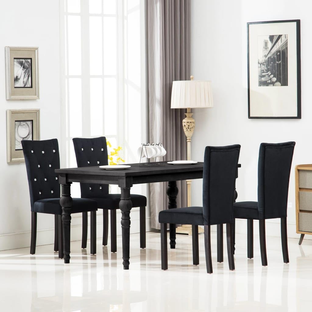 vidaXL 4X Sillas de Comedor de Terciopelo Negro Mobiliario para Casa y Hogar