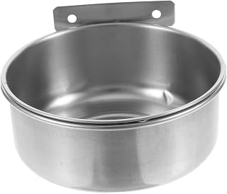 Stainless Steel Dog Bowl with Cage Screw Mount, Portable Round Feeder