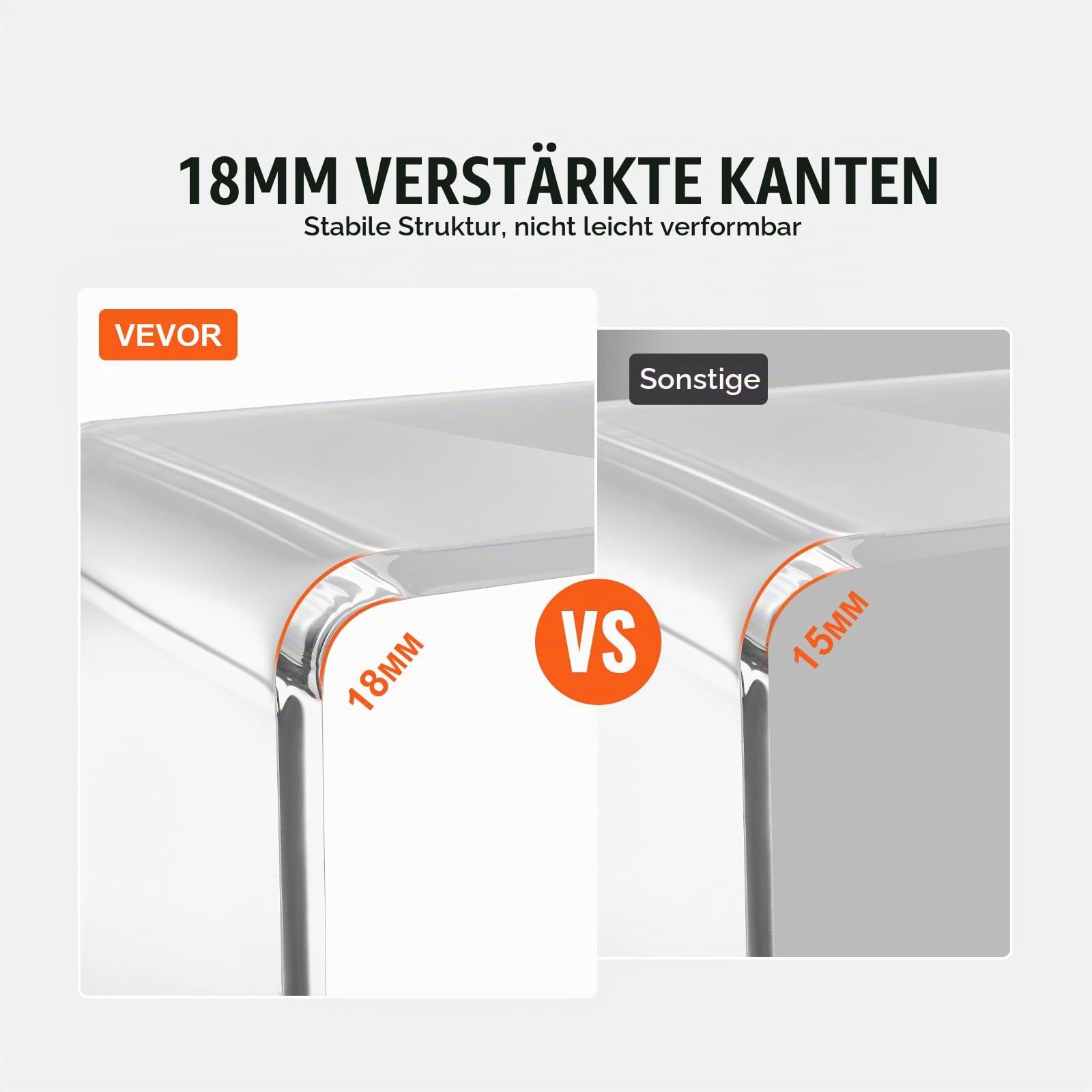 VEVOR Acryl-Beistelltisch 415 x 305 x 460 mm, U-förmiger Acryltisch Beistelltisch, Transparenter Couchtisch für Getränke, Essen, Snacks, Verwendet im Wohnzimmer, Schlafzimmer, Arbeitszimmer usw.