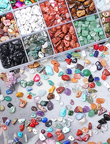 Feein Crystal Beads For Jewelry Making Kit, 1045 Pcs Natural Crystal Chips Stone Beads, Irregular Gemstones Crystals Kit With Dangles, Open Jump Rings For Diy Crafts Necklace Earrings Rings Making #TOP4