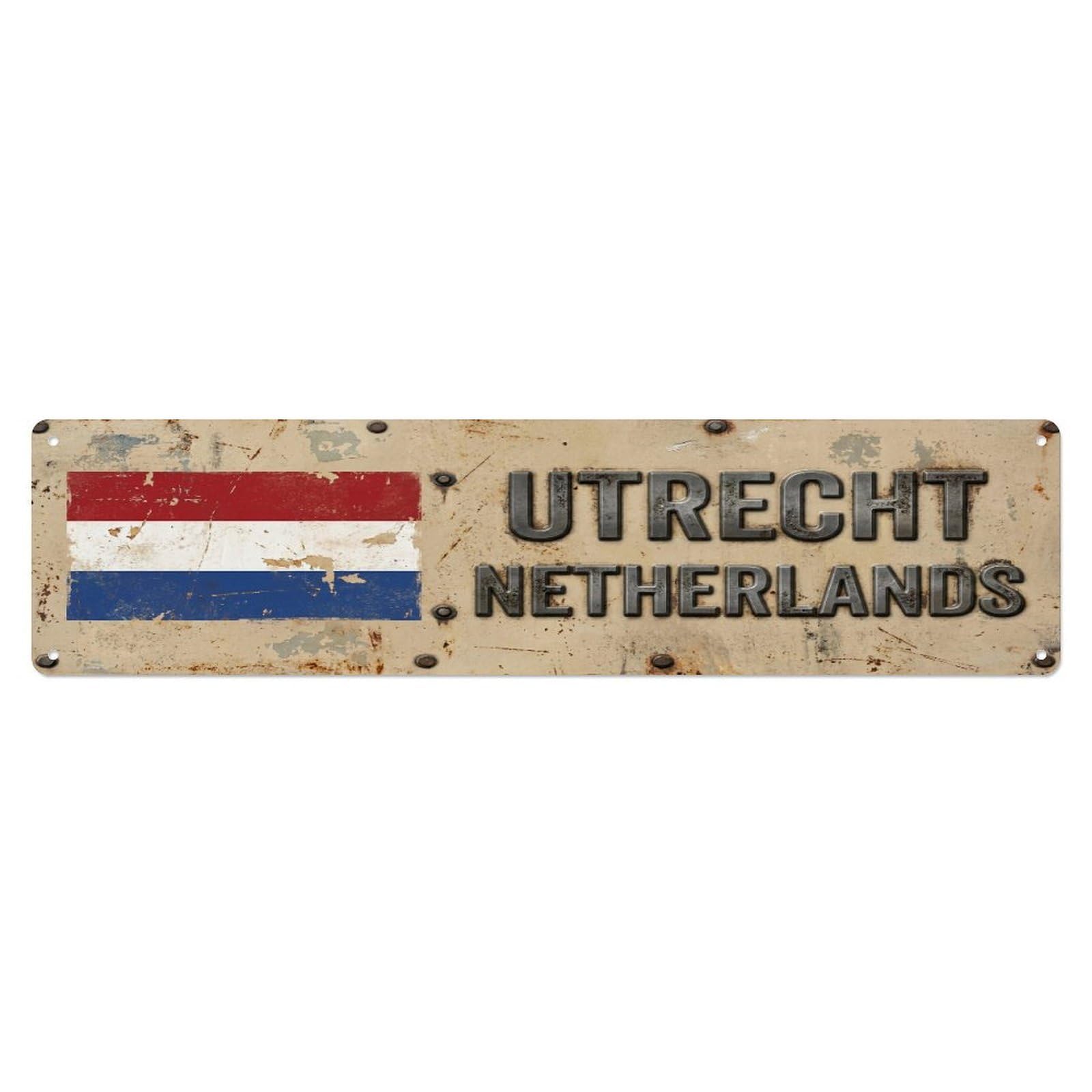 Tgrcjimh Style Metal Tin Sign Vintage Utrecht Netherlands Flag Decor Rustic Travel