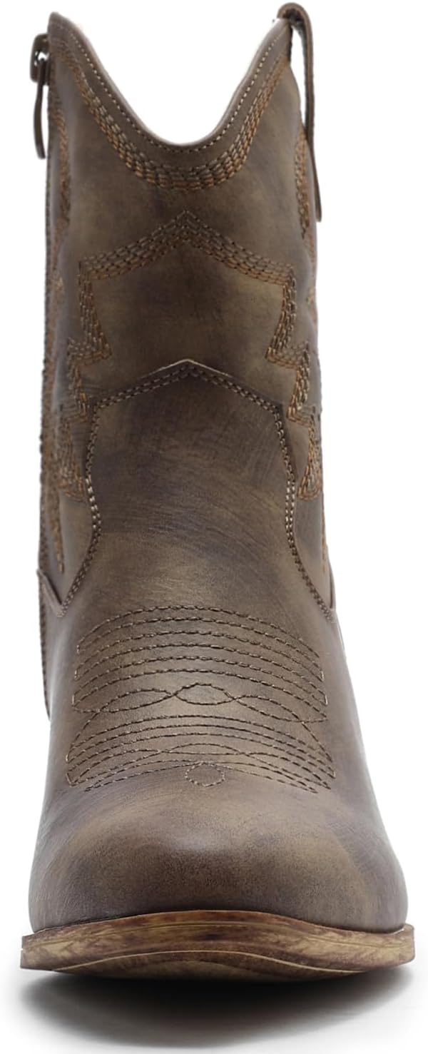 GLOBALWIN Women's Mid Calf The Western Cowboy Boots Fashion Cowgirl Boots For Women Low Heel