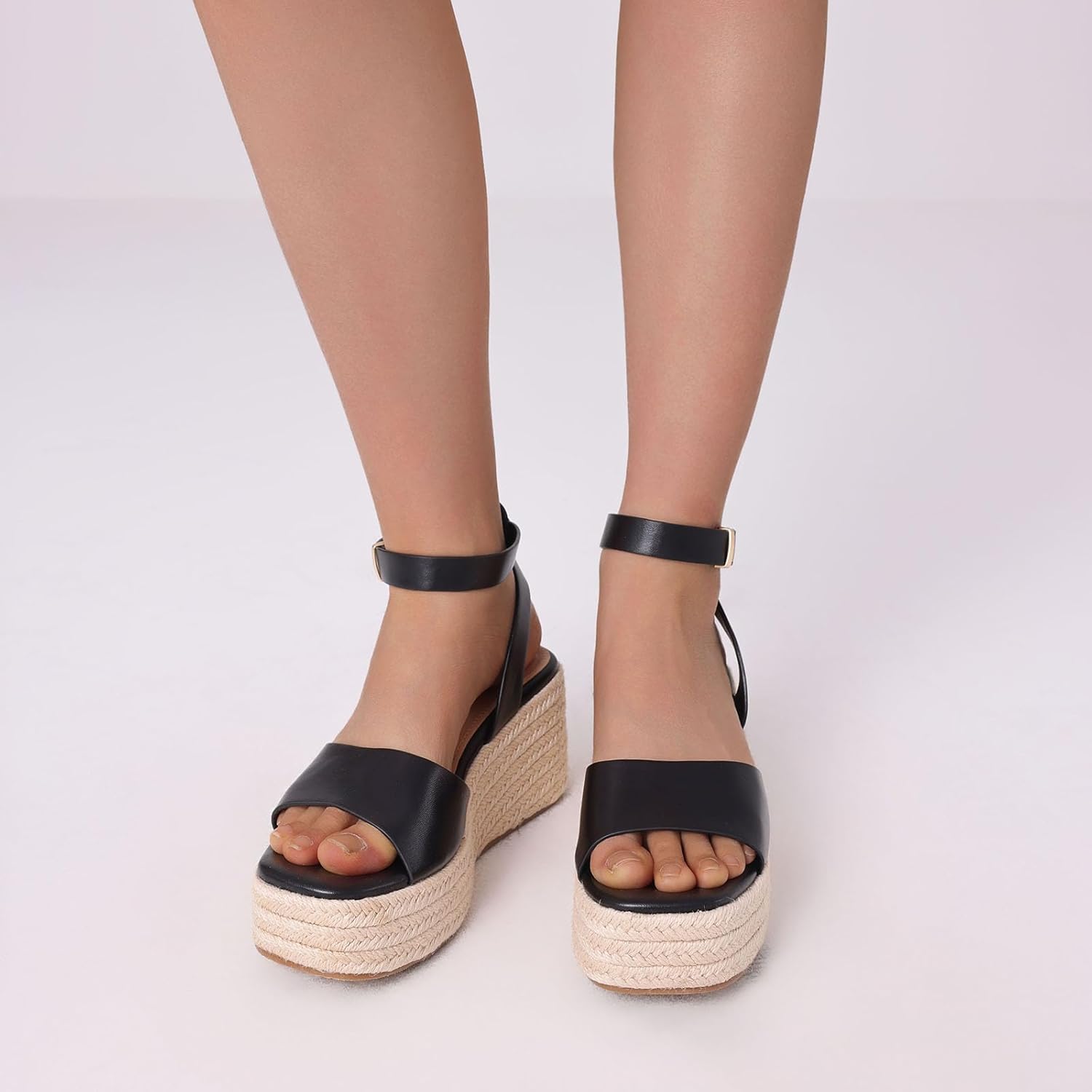 Wedge Sandals for Women Espadrille Platform Wedge Heels Adjustable Strap Braided Sandal Summer Open Toe Vacation Slip-On Sandals Bohemia Beach Comfortable Dressy Shoes - Image 7