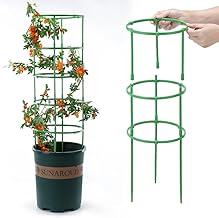 4 Set (4 Layers) Plastic Round Circular Pot Plant Support Sticks Trellis Ring Cage Stacking Stakes Brackets for Climbers Vines Flowers Indoor Outdoor