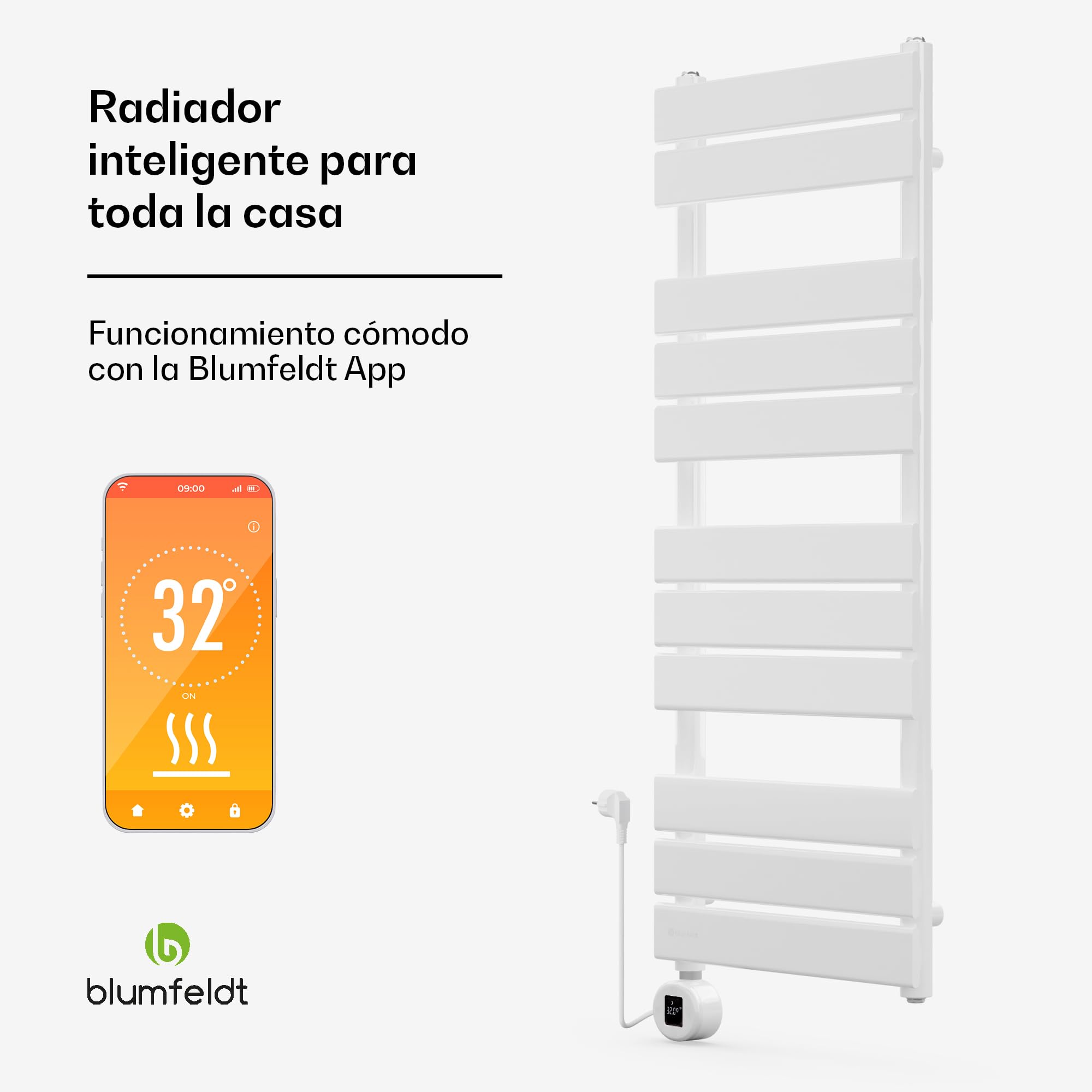 blumfeldt Radiador Electrico Bajo Consumo, Estufa Pared para Baño 800W, Radiadores Bajo Consumo Electricos para Pared, Posición, Estufas Verticales Electricas, Calefacción Eléctrica