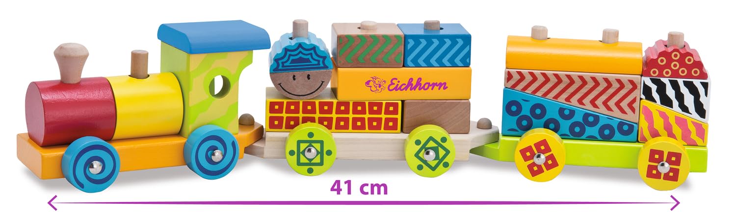 Simba Eichhorn 100002223 - Set Treno in Legno 20 Pezzi, incl. 17 mattoncini, 41 cm