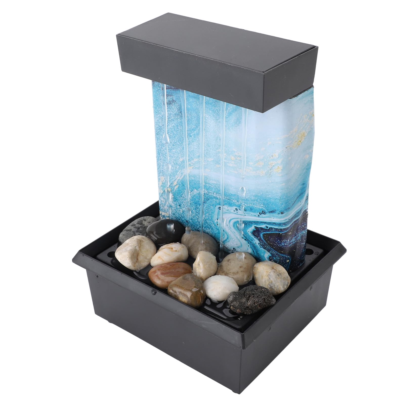 Cryfokt Tabletop Water Fountain, Colorful Lights, Silent Tabletop Fountain, USB or Battery Powered with LED Lights for Office