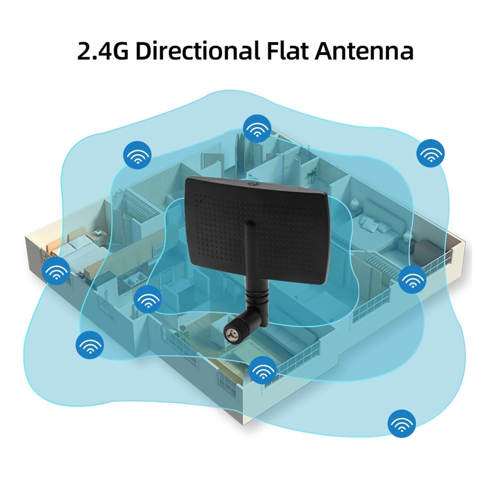 Antena Inalámbrica Bluetooth WLAN MIMO De Alta Ganancia 8dBi 2,4 GHz Wifi, Enrutador Externo, Amplificador Señal Direccional Aérea Cobertura más amplia(SMA Male)