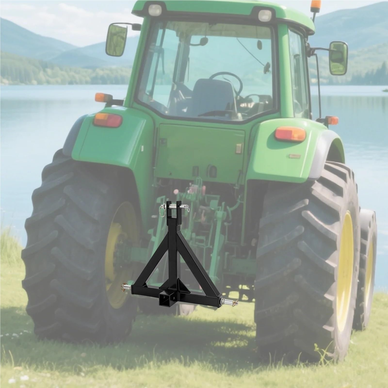 Enganche de Remolque de 3 Puntos Adaptador de Barra Tiro for Tractor Hierro con Receptor 2" y Enganche Remolque 3 Puntos pasadores for agrícola/de construcción