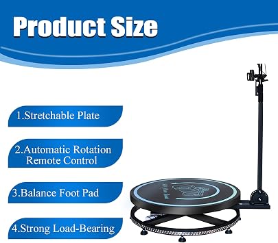 360 Degree Photo Booth Machine for Party with Software Remote Control Automatic 360 Degree Rotating Camera Booth with Free Logo, Ring Light, Selfie Holder Accessory, 5 People Standing