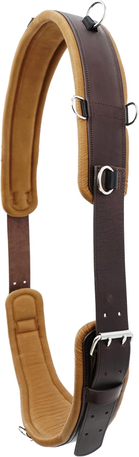 Jeereal Horse Training Surcingle, Heavy Harness Leather,Generous Padding,Heavy Duty Rings