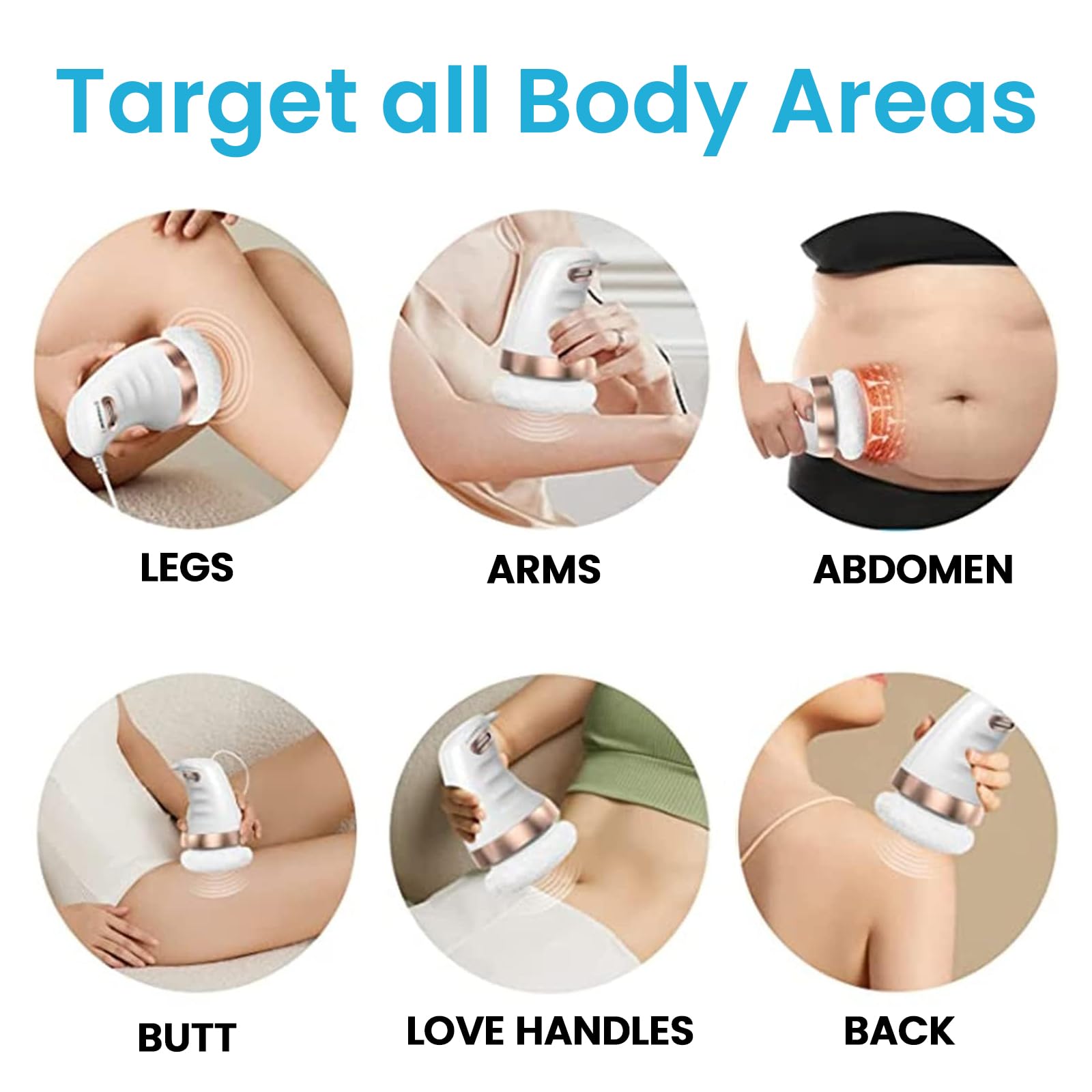Appareil de Massage électrique anti-cellulite, Appareil Anti Cellulite avec 3 coussinets lavables pour L'abdomen, Fesses, Jambes, Masseur Anti Cellulite pour Soulever, Raffermir et Lisser la Peau